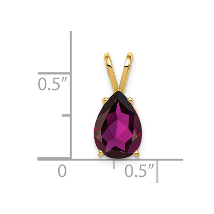 14k Yellow Gold 10x7mm Pear Rhodolite Garnet pendant