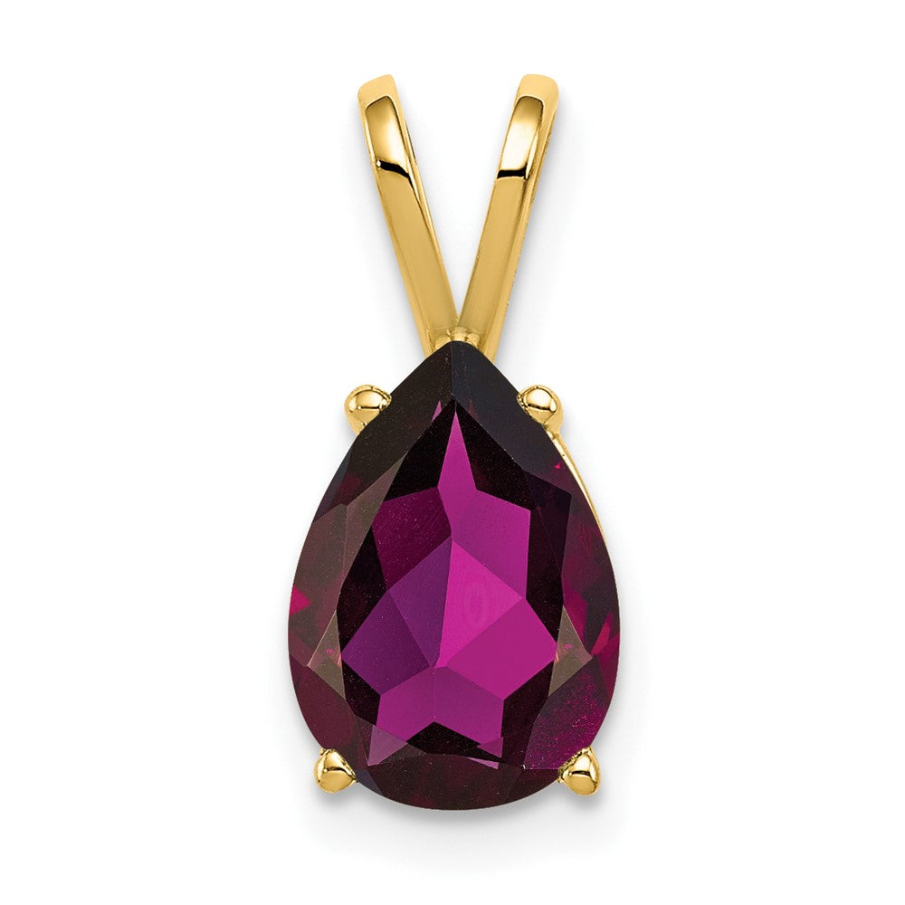 14k Yellow Gold 10x7mm Pear Rhodolite Garnet pendant