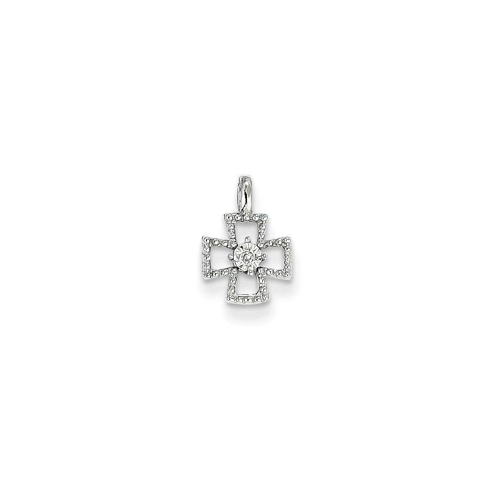 14K White Gold Real Diamond Pendant