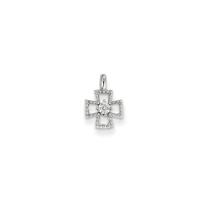 14K White Gold Real Diamond Pendant