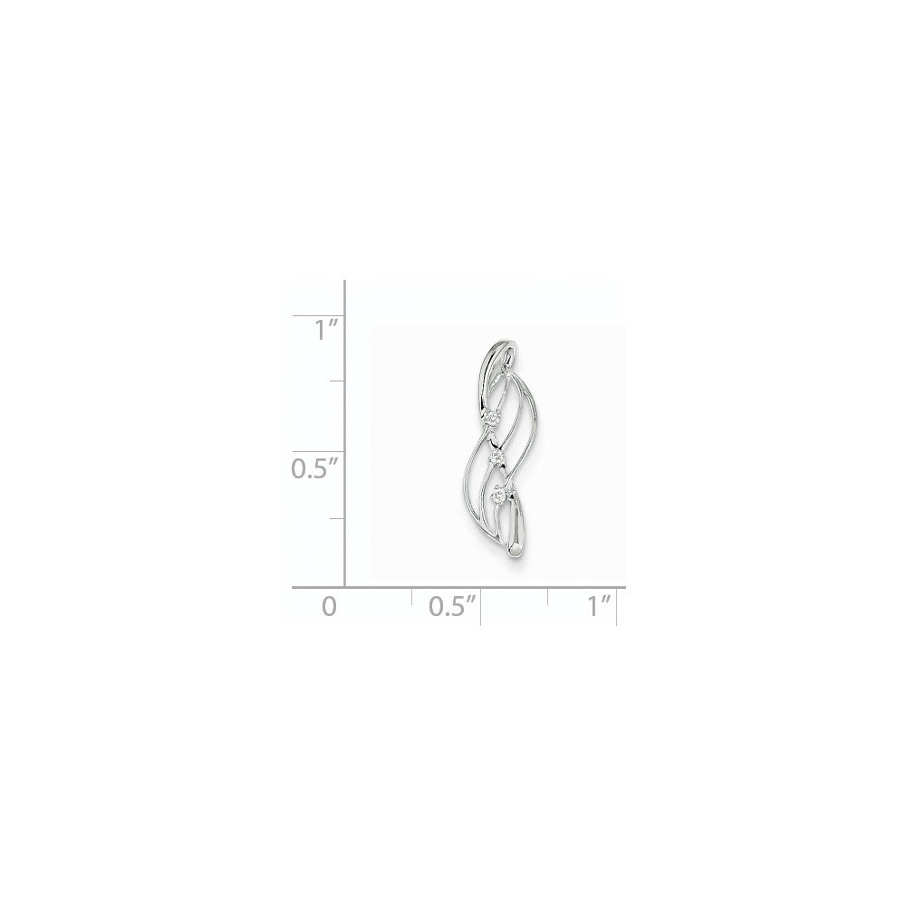 14K White Gold Real Diamond Pendant Slide