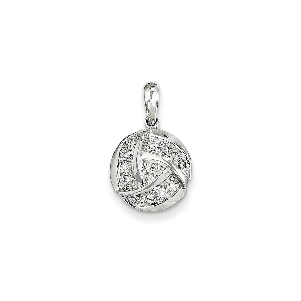 14K White Gold & Real Diamond Circle Pendant