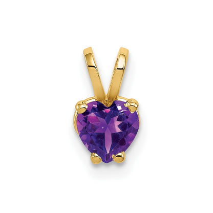 14K Yellow Gold 5mm Heart Amethyst pendant