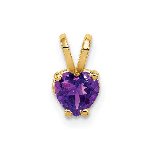 14K Yellow Gold 5mm Heart Amethyst pendant