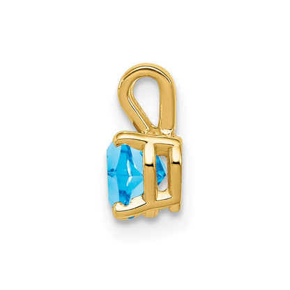 14K Yellow Gold 5mm Heart Blue Topaz pendant