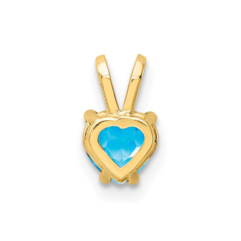 14K Yellow Gold 5mm Heart Blue Topaz pendant