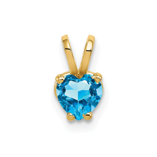 14K Yellow Gold 5mm Heart Blue Topaz pendant