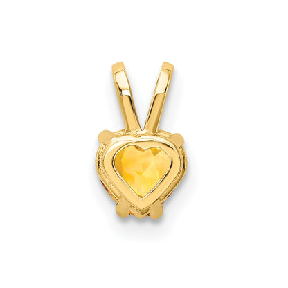 14K Yellow Gold 5mm Heart Citrine pendant