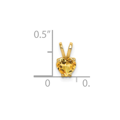 14K Yellow Gold 5mm Heart Citrine pendant