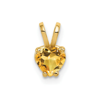 14K Yellow Gold 5mm Heart Citrine pendant