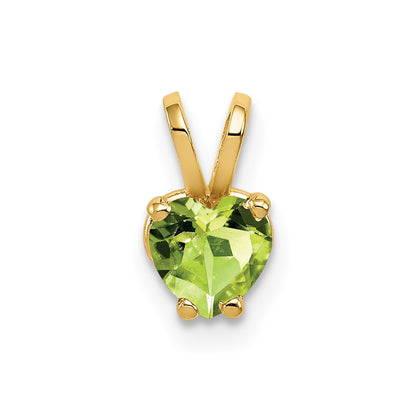 14K Yellow Gold 5mm Heart Peridot pendant