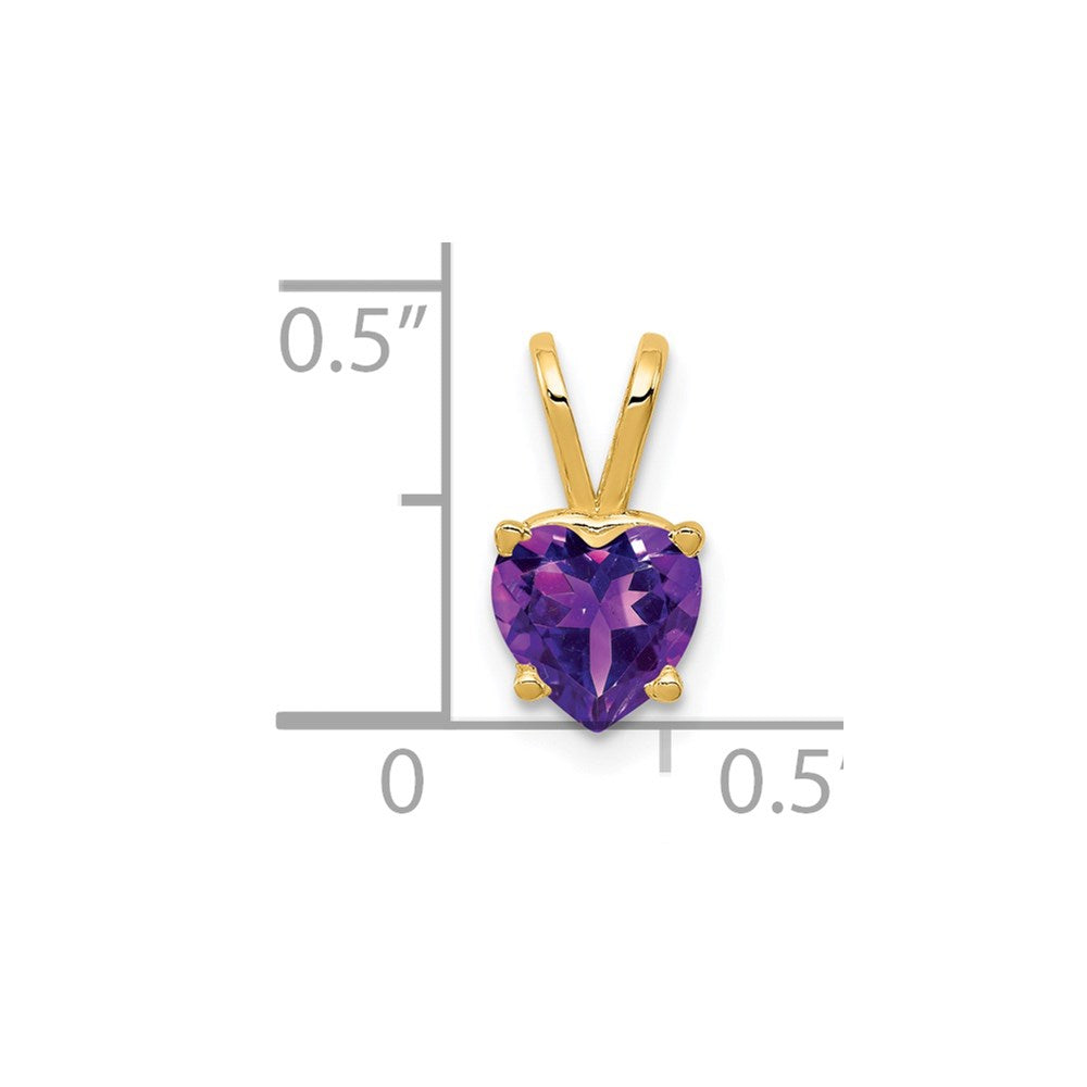 14K Yellow Gold 6mm Heart Amethyst pendant