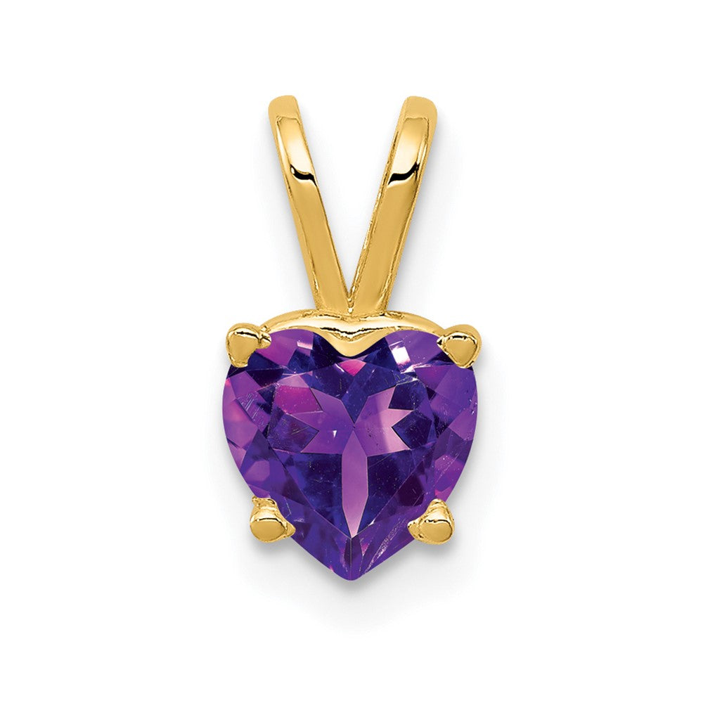 14K Yellow Gold 6mm Heart Amethyst pendant