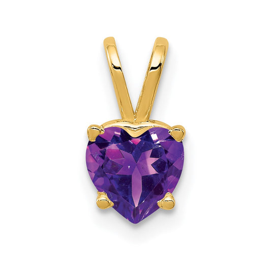 14K Yellow Gold 6mm Heart Amethyst pendant
