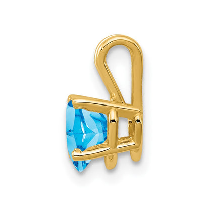 14K Yellow Gold 6mm Heart Blue Topaz pendant