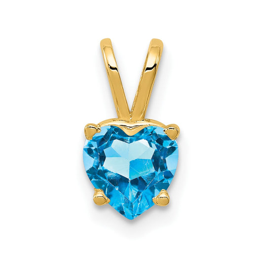 14K Yellow Gold 6mm Heart Blue Topaz pendant