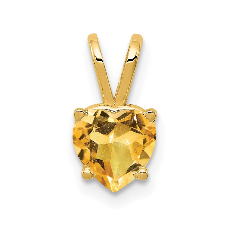 14K Yellow Gold 6mm Heart Citrine pendant