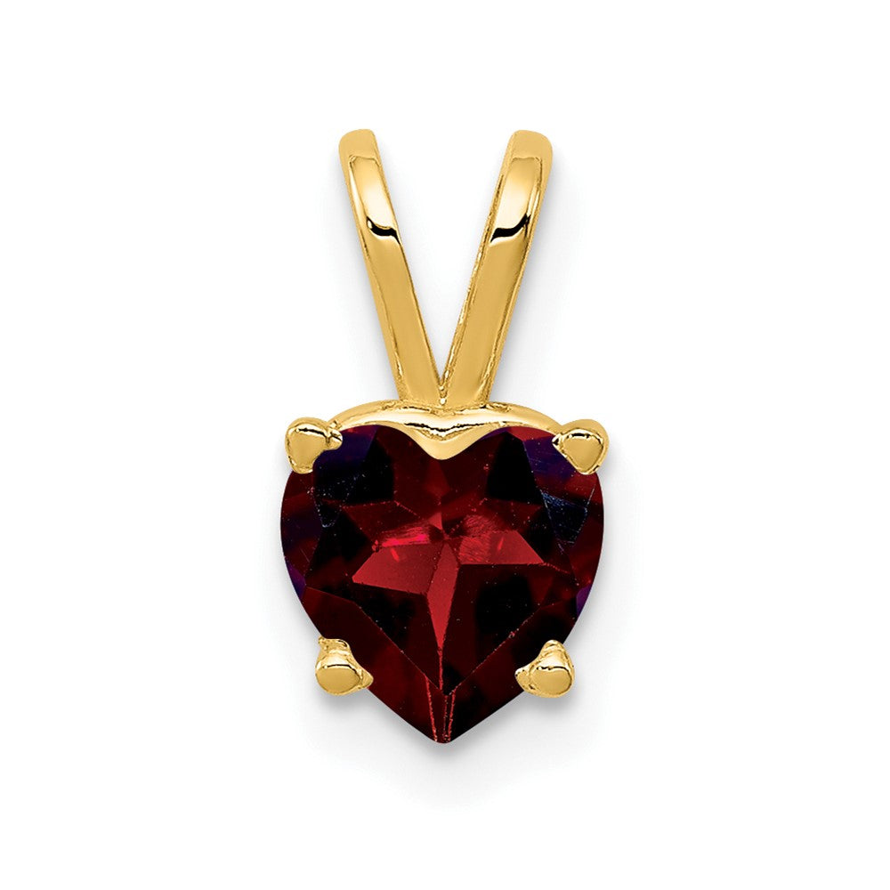 14K Yellow Gold 6mm Heart Garnet pendant