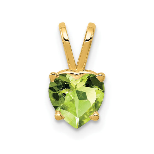 14K Yellow Gold 6mm Heart Peridot pendant