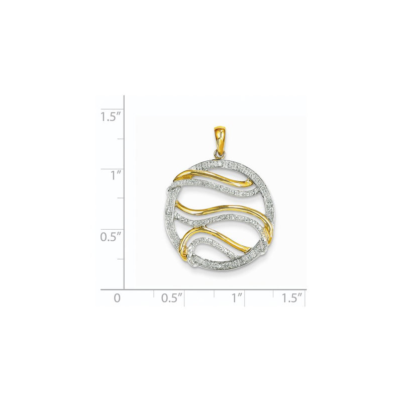 14K Yellow Gold Real Diamond Circle Swirl Pendant