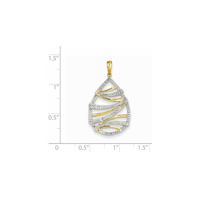 14k Diamond Teardrop Swirl Pendant