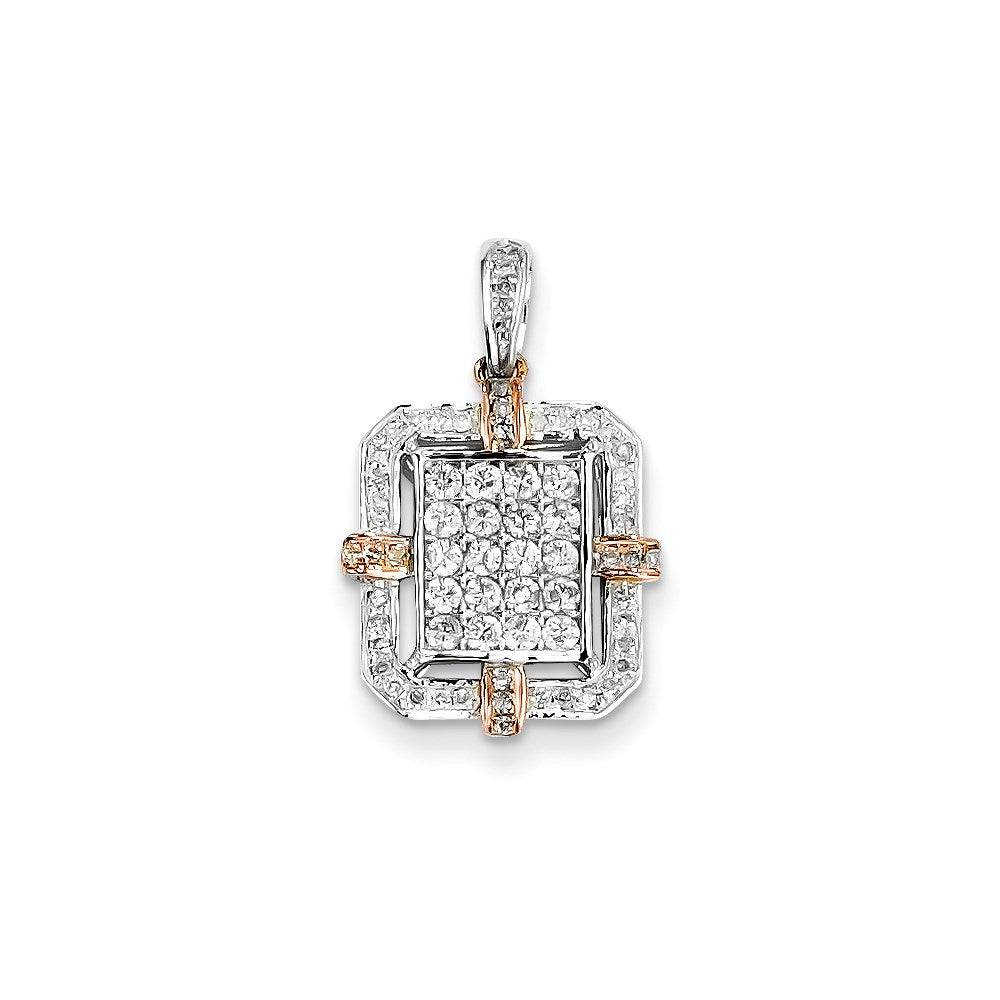 14k Two-Tone Gold Real Diamond Pendant