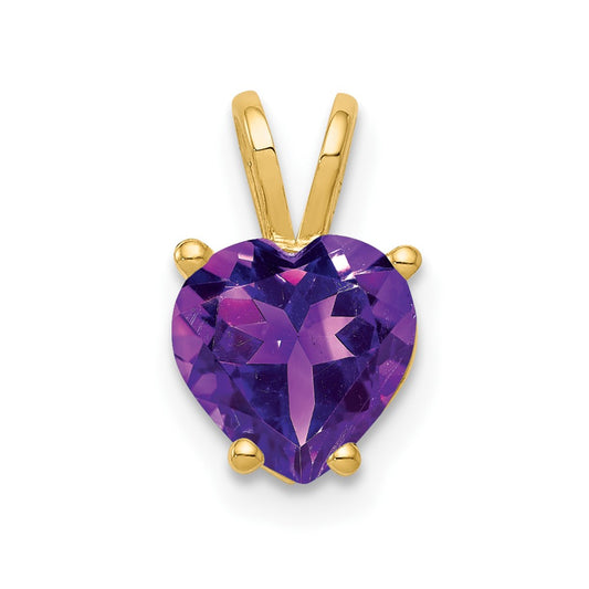 14K Yellow Gold 7mm Heart Amethyst pendant