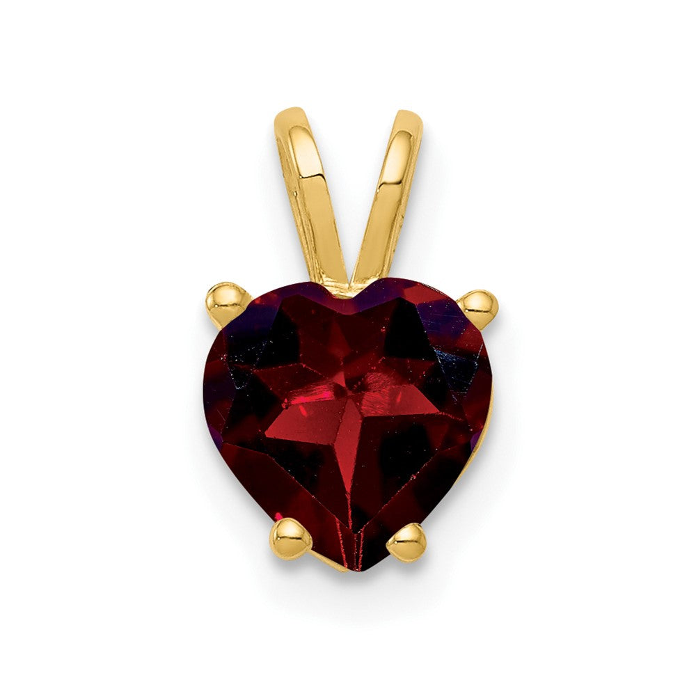 14K Yellow Gold 7mm Heart Garnet pendant