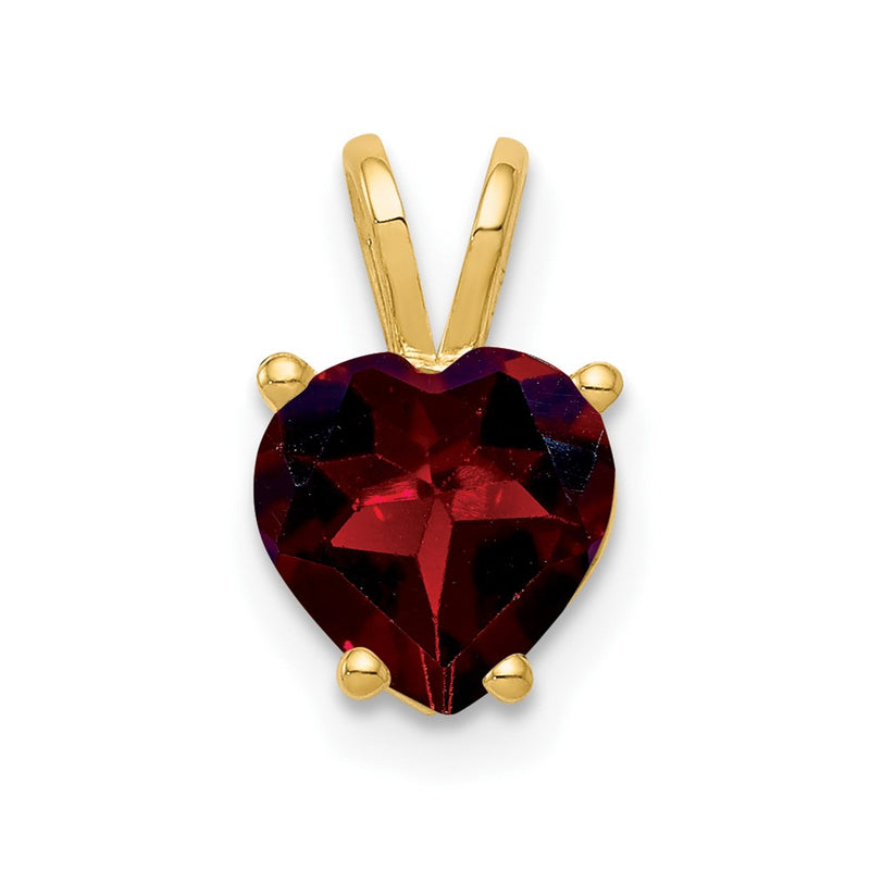 14K Yellow Gold 7mm Heart Garnet pendant