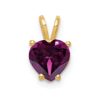 14k Yellow Gold 7mm Heart Rhodolite Garnet pendant
