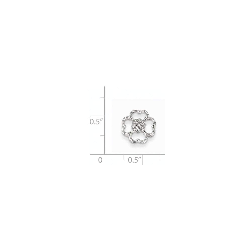 14K White Gold Diamond Flower Pendant Slide