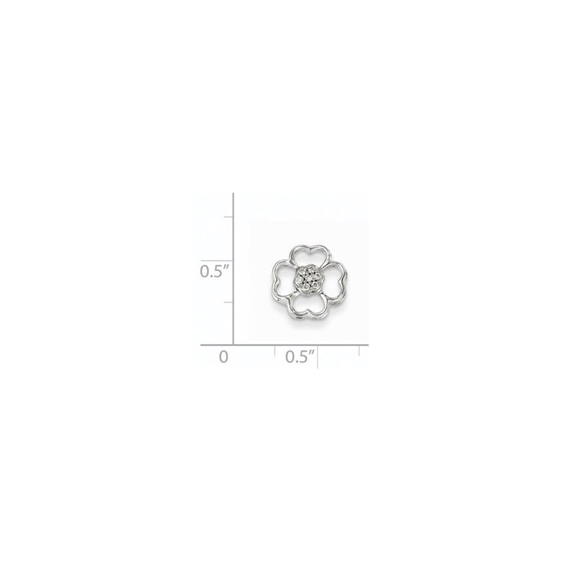 14K White Gold Diamond Flower Pendant Slide