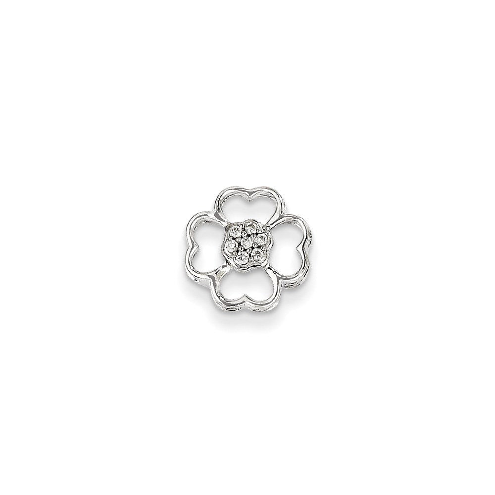 14K White Gold Diamond Flower Pendant Slide