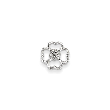 14K White Gold Diamond Flower Pendant Slide