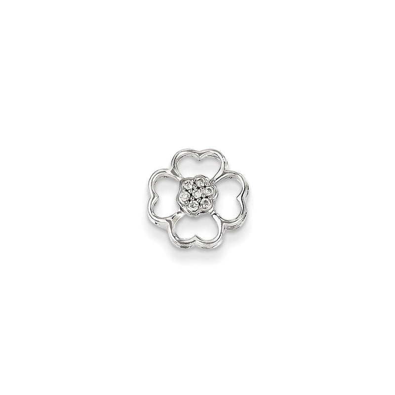 14K White Gold Diamond Flower Pendant Slide