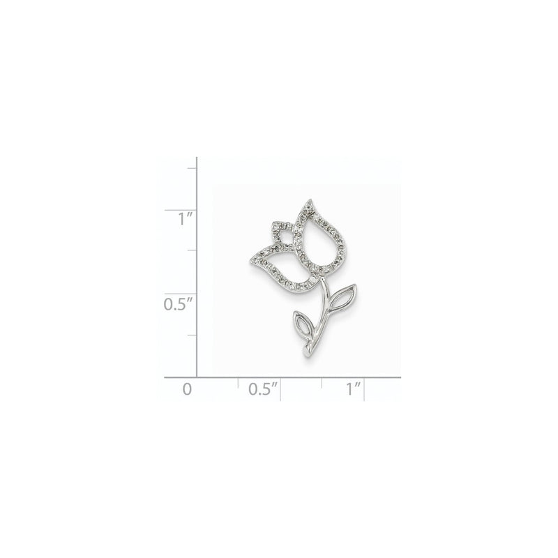 14K White Gold & Real Diamond Tulip Pendant Slide