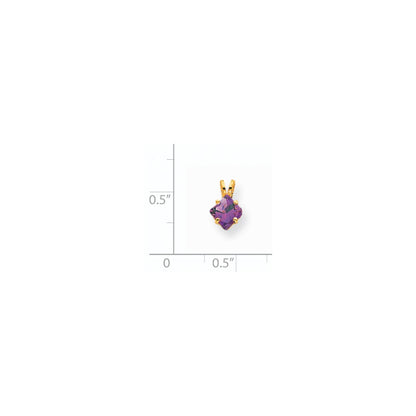 14K Yellow Gold 5mm Princess Cut Amethyst pendant