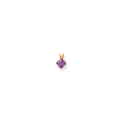14K Yellow Gold 5mm Princess Cut Amethyst pendant