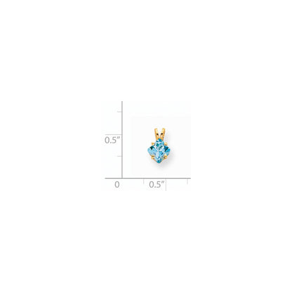 14K Yellow Gold 5mm Princess Cut Blue Topaz pendant