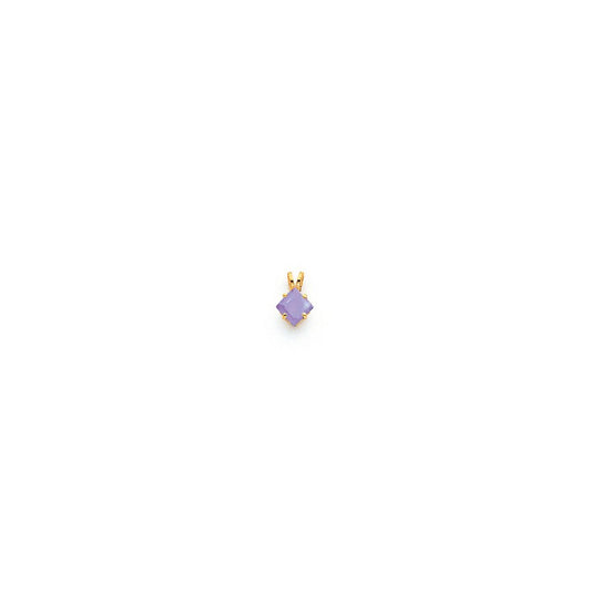 14k Yellow Gold 5mm Princess Cut Tanzanite pendant