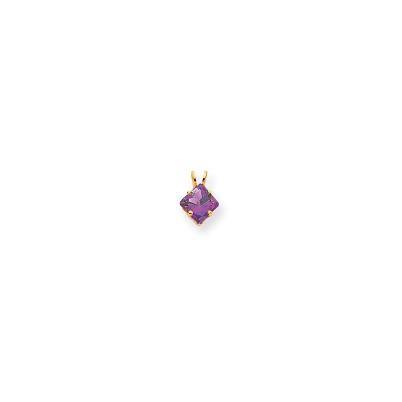 14K Yellow Gold 6mm Princess Cut Amethyst pendant