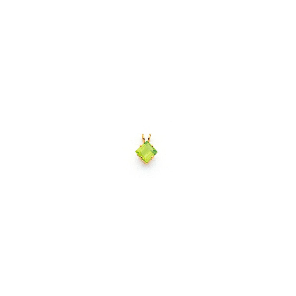 14K Yellow Gold 6mm Princess Cut Peridot pendant