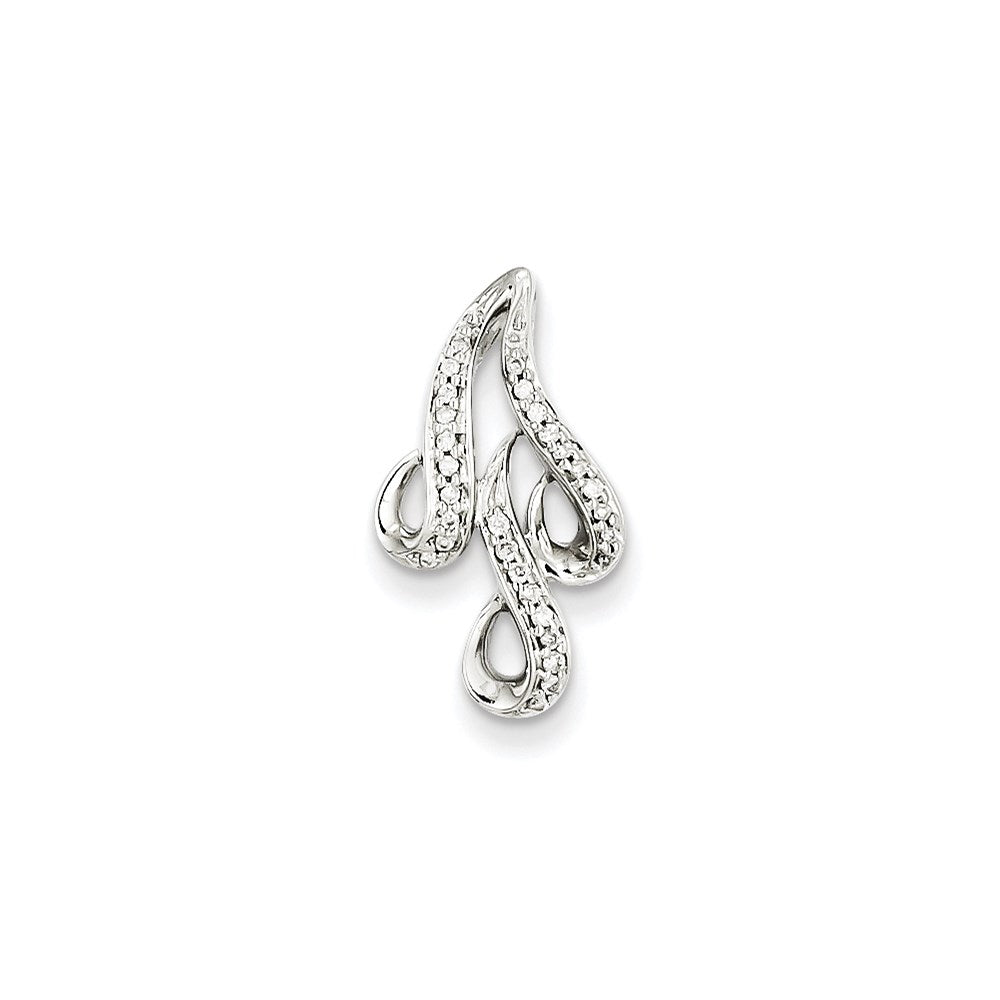 14k White Gold 0.1ct Real Diamond Swirls Pendant