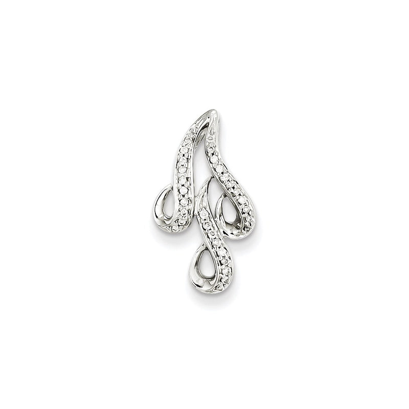 14k White Gold 0.1ct Real Diamond Swirls Pendant
