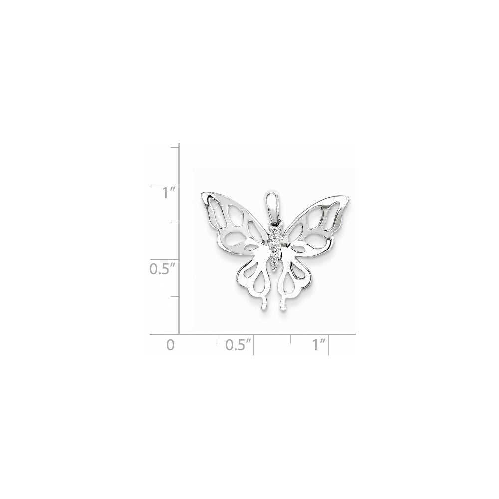 14K White Gold and Diamond Butterfly Pendant