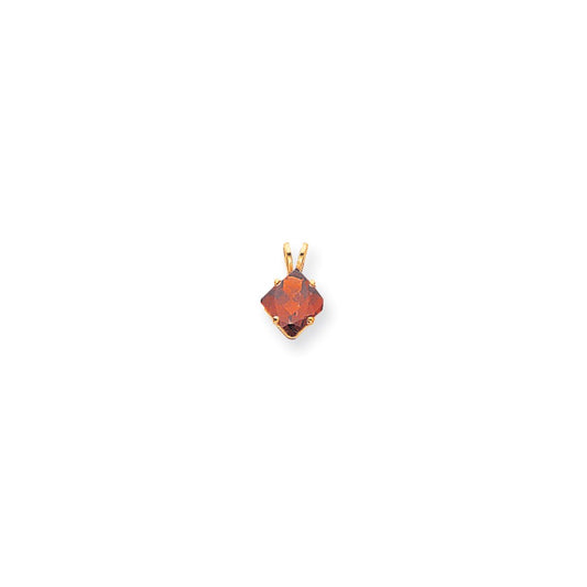 14K Yellow Gold 7mm Princess Cut Garnet pendant