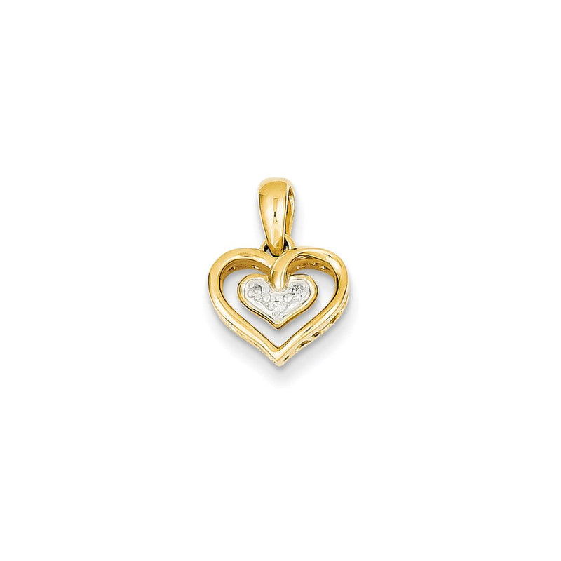 14K Yellow Gold Real Diamond Heart Pendant