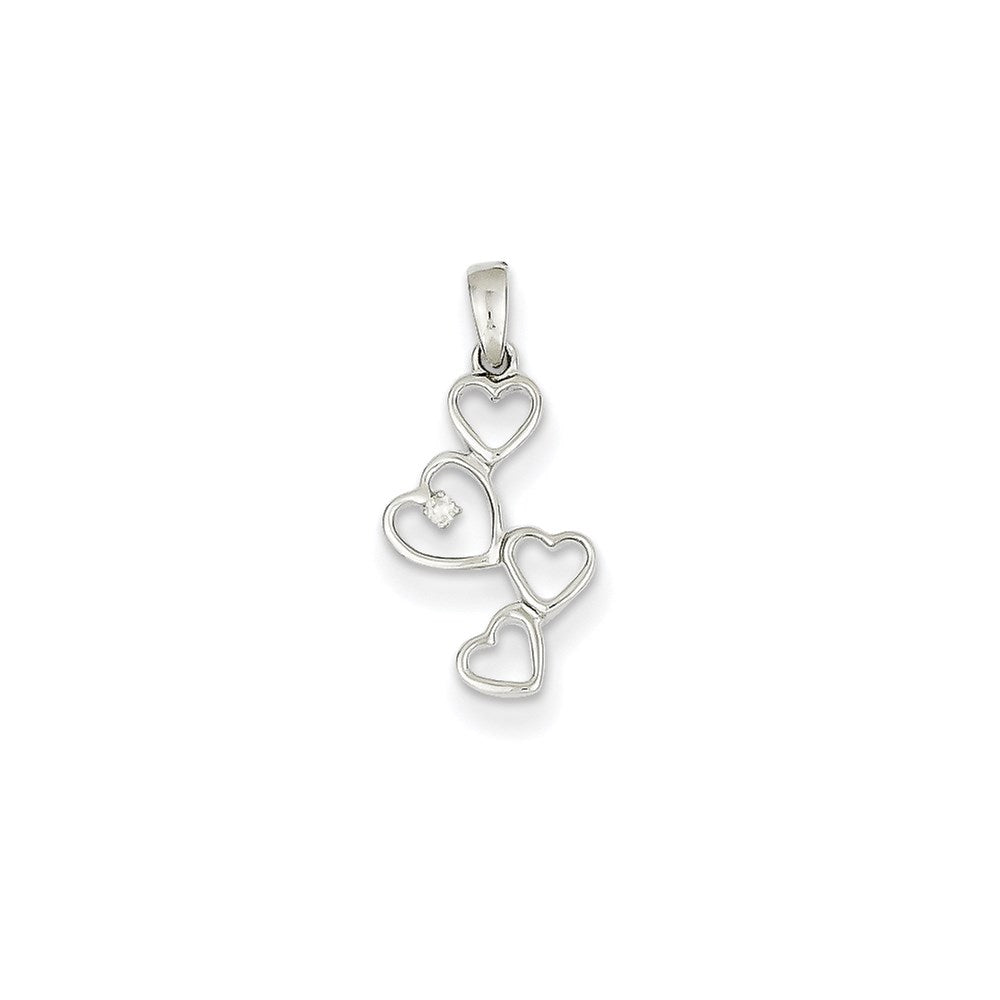 14K White Gold Real Diamond Heart Pendant