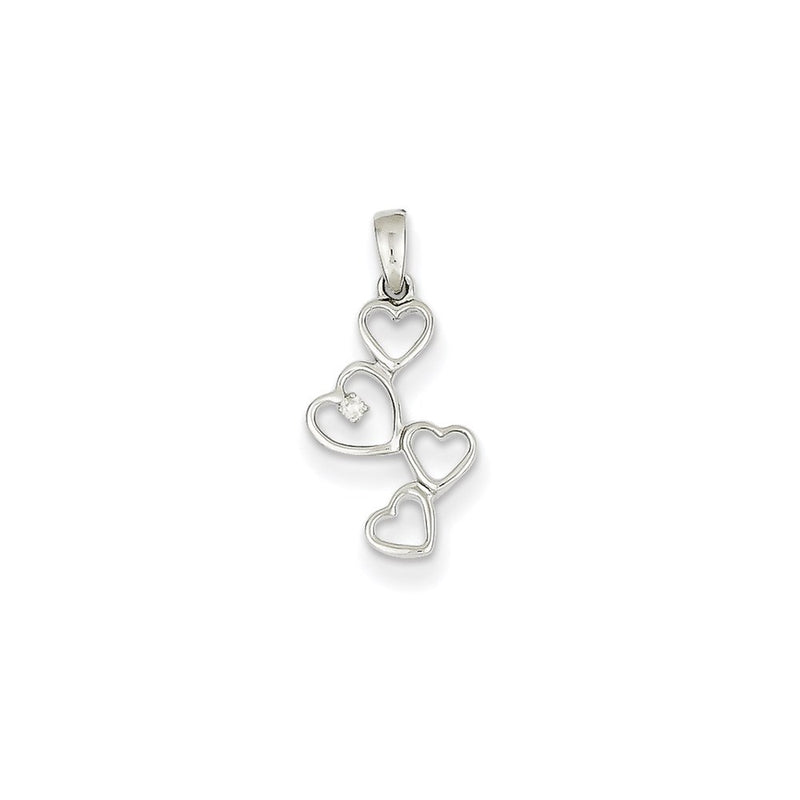14K White Gold Real Diamond Heart Pendant