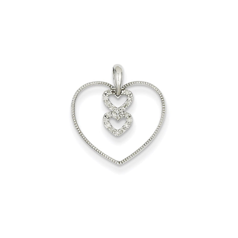 14K White Gold Real Diamond Heart Pendant